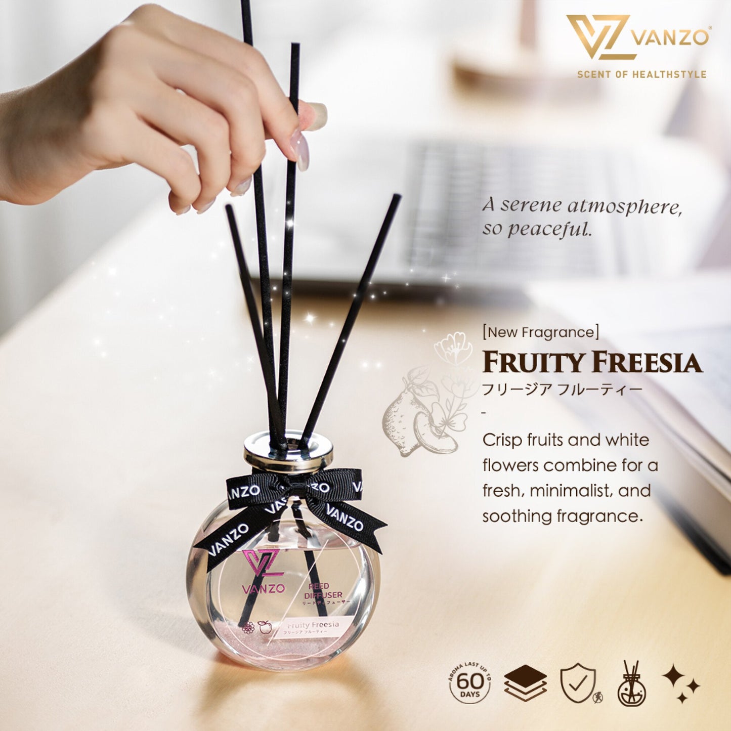 VANZO Reed Diffuser Fruity Freesia 120ml