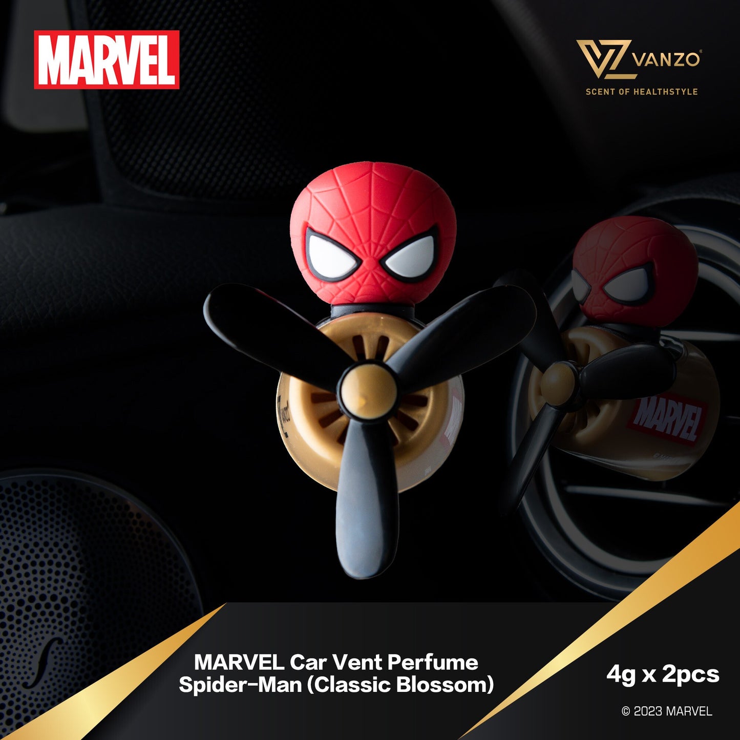 VANZO Marvel Series Car Vent Perfume 4g x 2 (Spider-Man)