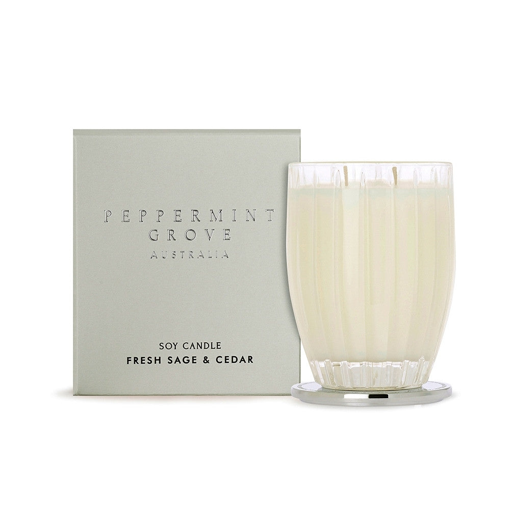 Fresh Sage & Cedar Soy Candle 370g by Peppermint Grove